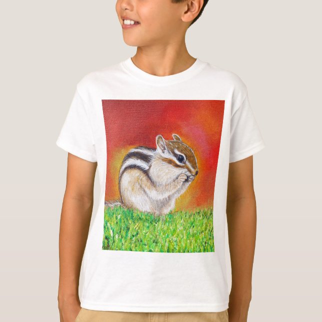 Cute Chipmunk Painting T-Shirt (Front)