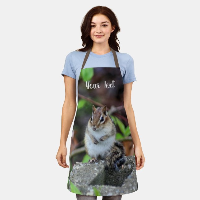 Cute Chipmunk Wildlife Animal Personalized Apron (Worn)