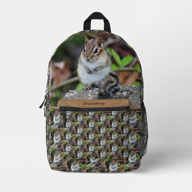Cute Chipmunk Wildlife Animal Personalized Printed Backpack (Front)