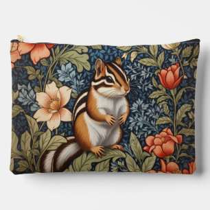 Cute Chipmunk William Morris Inspired Floral Accessory Pouch