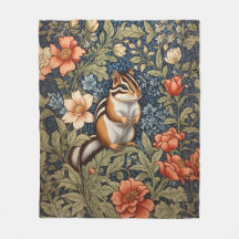 Cute Chipmunk William Morris Inspired Floral