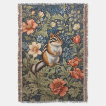 Cute Chipmunk William Morris Inspired Floral