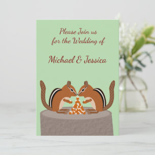 Cute Chipmunks Custom Fall Wedding Invitation