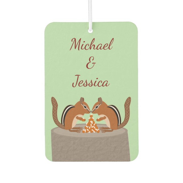 Cute Chipmunks Fall Wedding Custom Air Freshener (Front)