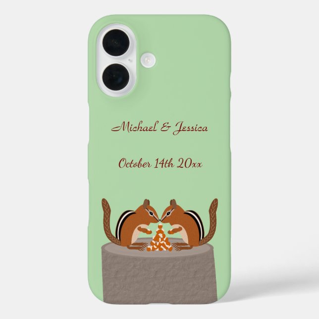 Cute Chipmunks Fall Wedding Custom Case-Mate iPhone Case (Back)