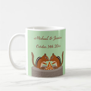 Cute Chipmunks Fall Wedding Custom Coffee Mug