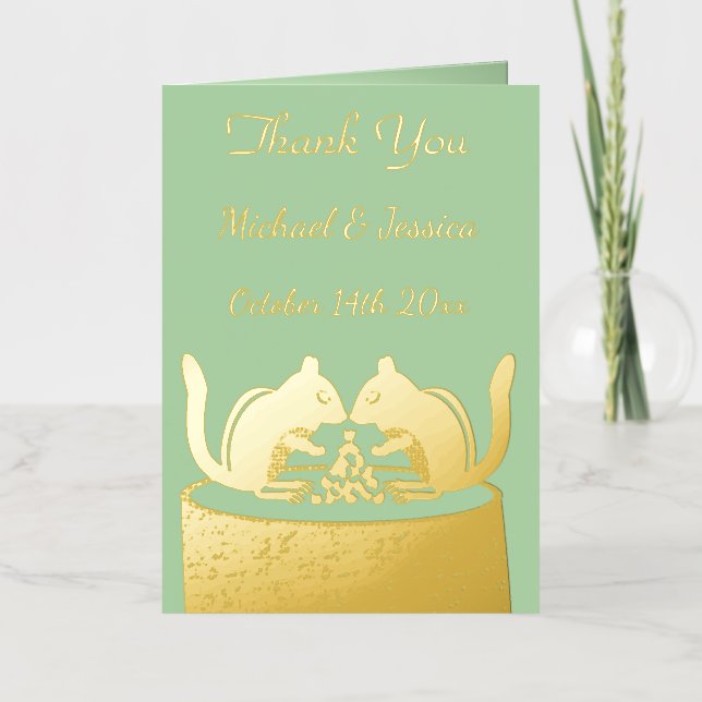 Cute Chipmunks Fall Wedding Custom Foil Greeting Card (Front)