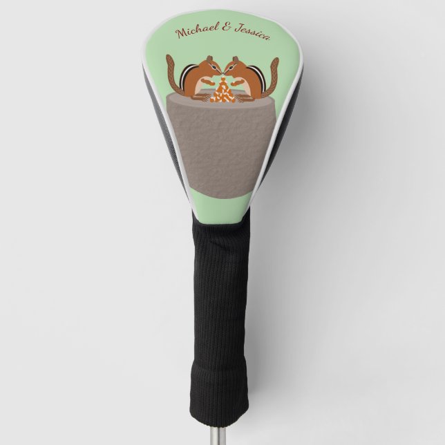 Cute Chipmunks Fall Wedding Custom Golf Head Cover (Front)