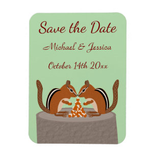 Cute Chipmunks Fall Wedding Custom Magnet