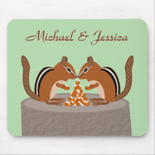 Cute Chipmunks Fall Wedding Custom Mouse Pad