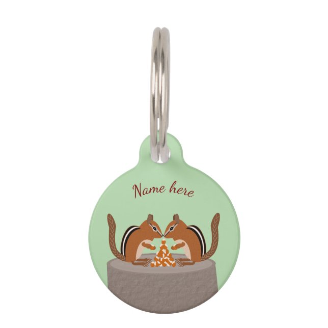 Cute Chipmunks Fall Wedding Custom Pet Tag (Front)