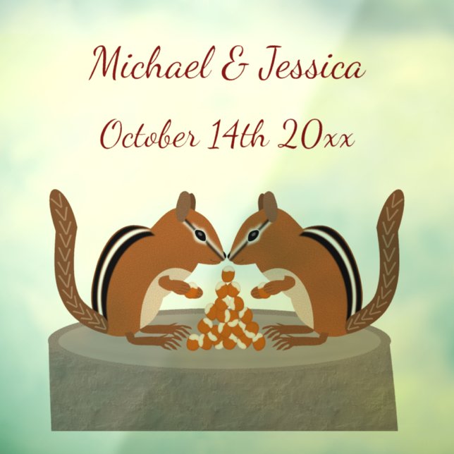 Cute Chipmunks Fall Wedding Custom Window Cling (Sheet 3)