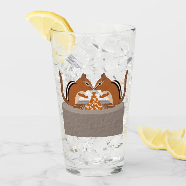 Cute Chipmunks Fall Wedding Glass (Front Ice)
