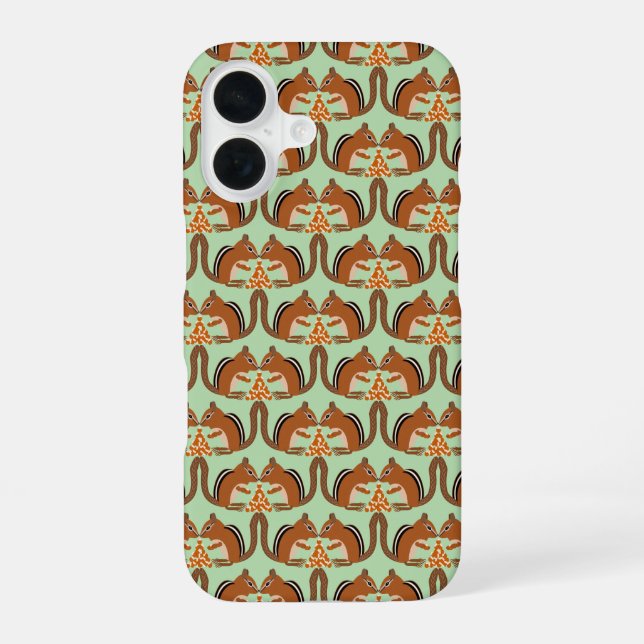 Cute Chipmunks Fall Wedding Patterned iPhone 16 Case (Back)