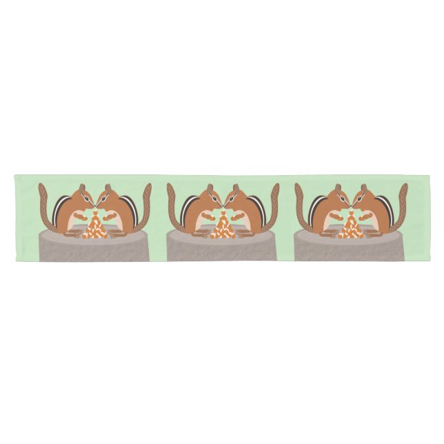 Cute Chipmunks Fall Wedding Short Table Runner (Horizontal)