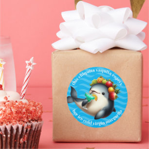 Cute Chiquita Vaquita Enjoying a Virgin Margarita Classic Round Sticker