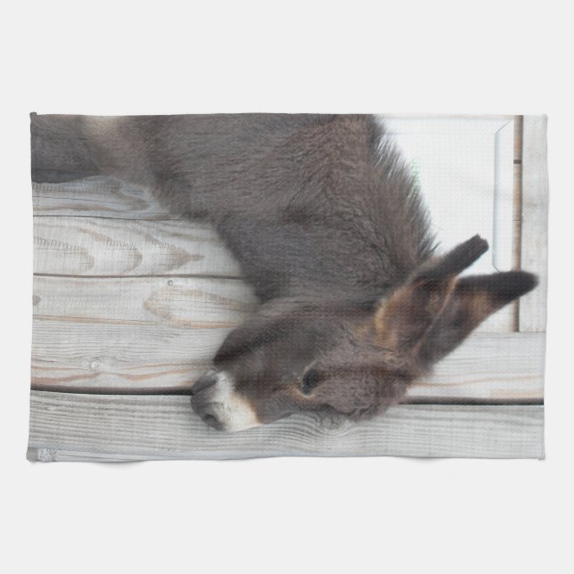 Cute Chocolate Baby Donkey Foal Kitchen Towel (Horizontal)