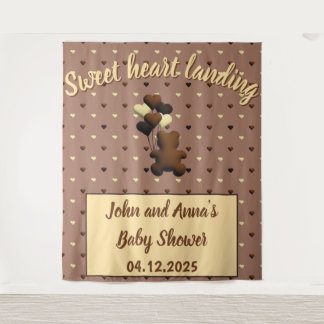 Cute chocolate bear Baby shower backdrop Tapestry