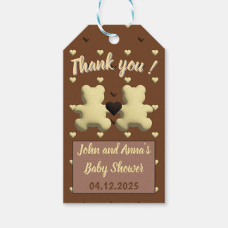 Cute chocolate bear Baby shower gift tag