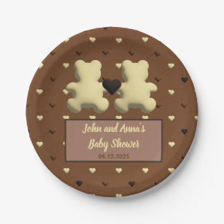 Cute chocolate bear Baby shower paper plates