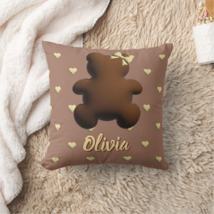 Cute chocolate bear throw pillow for girl