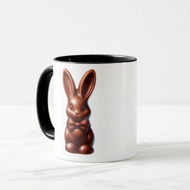 Cute Chocolate Bow Tie Easter Bunny Candy Mug (Front Left)