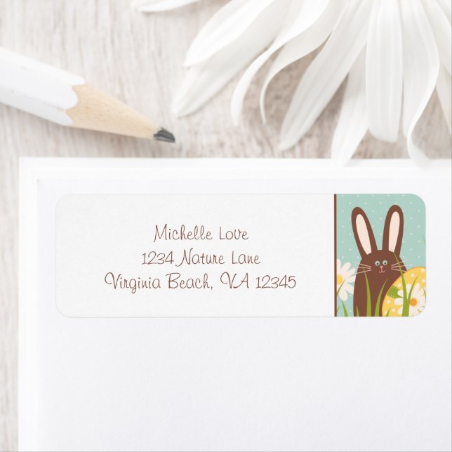 Cute Chocolate Bunny and Easter Eggs Address (Insitu)