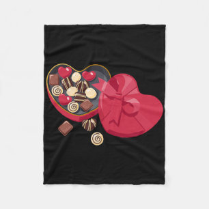 Cute Chocolate Candy Heart Love Valentine Day Wome Fleece Blanket