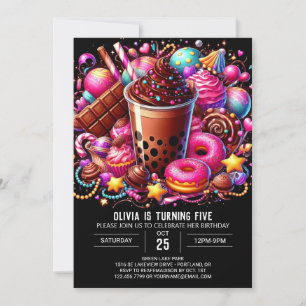 Cute Chocolate Candyland Digital Birthday Invitation