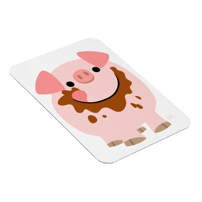 Cute Chocolate Cartoon Pig Flexible Magnet (Right Side)