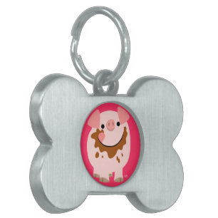 Cute Chocolate Cartoon Pig Pet Tag