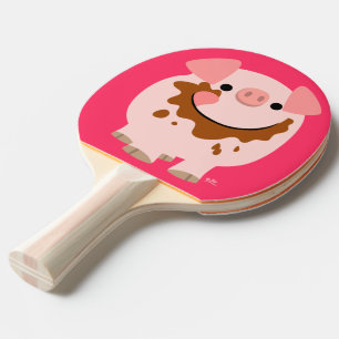 Cute Chocolate Cartoon Pig Ping Pong Paddle