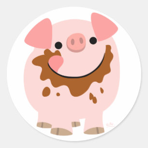 Cute Chocolate Cartoon Pig Sticker