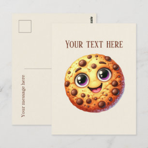 Cute chocolate chip cookie add message postcard