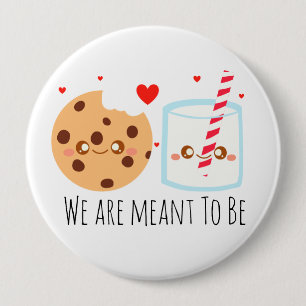 Cute Chocolate Chip Cookie And Glass Of Milk 4 Inch Round Button