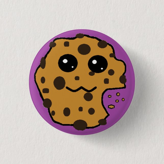 Cute chocolate chip cookie purple 1 inch round button (Front)