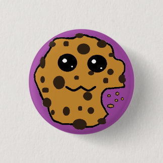 Cute chocolate chip cookie purple 1 inch round button
