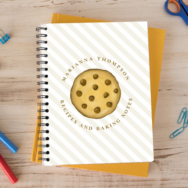 Cute Chocolate Chip Cookies Custom Notebook (Cute chocolate chip cookie treat custom spiral notebook.)