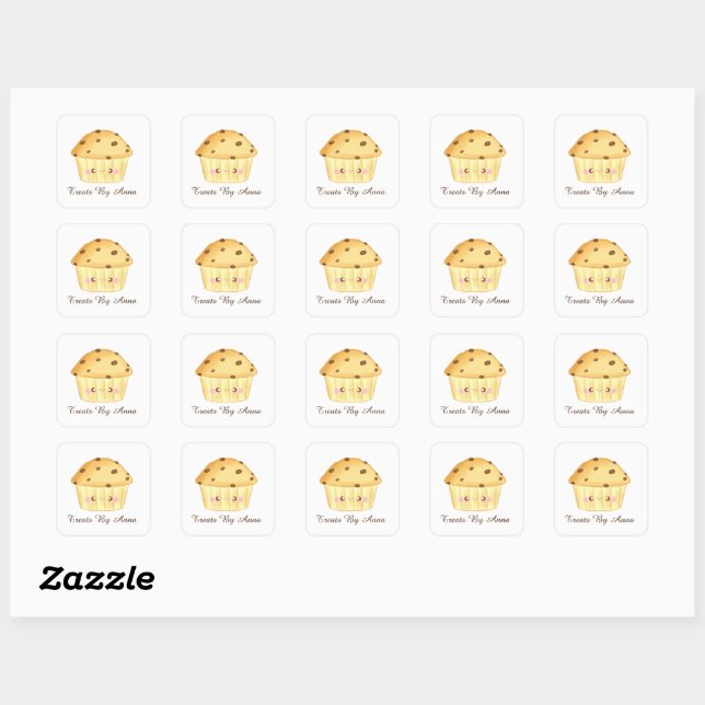 Cute Chocolate Chip Muffin Square Sticker (Sheet)