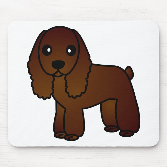 Cute Chocolate Cocker Spaniel Cartoon Mouse Pad (Front)