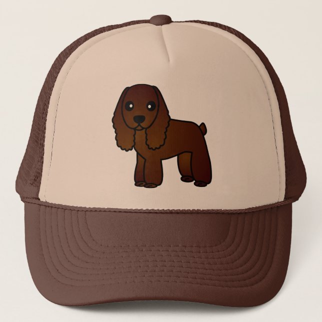 Cute Chocolate Cocker Spaniel Cartoon Trucker Hat (Front)