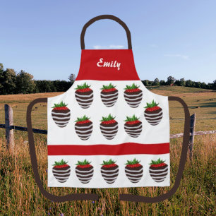 Cute Chocolate Covered Strawberry Pattern Custom  Apron