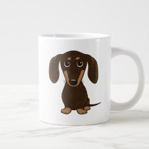 Cute Chocolate Dachshund Cartoon Wiener Dog Large Coffee Mug