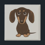 Cute Chocolate Dachshund | Cartoon Wiener Dog Magnet<br><div class="desc">Cute Dachshund Magnet</div>