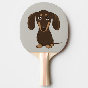 Cute Chocolate Dachshund Cartoon Wiener Dog Ping Pong Paddle