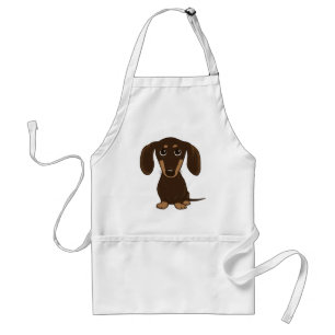 Cute Chocolate Dachshund Cartoon Wiener Dog Standard Apron