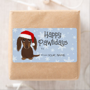 Cute Chocolate Dachshund Christmas Gift Labels