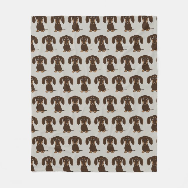 Cute Chocolate Dachshund Wiener Dogs Pattern Fleece Blanket (Front)