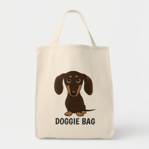 Cute Chocolate Dachshund with Custom Text Tote Bag