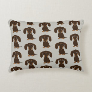Cute Chocolate Dachshunds Pattern Accent Pillow